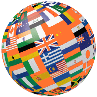 globe of peached flags