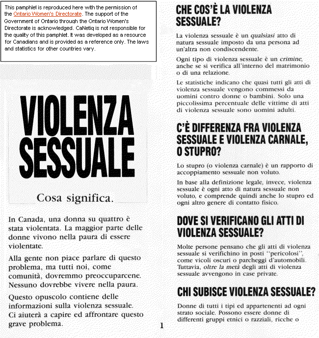 Italian pamphlet page 1